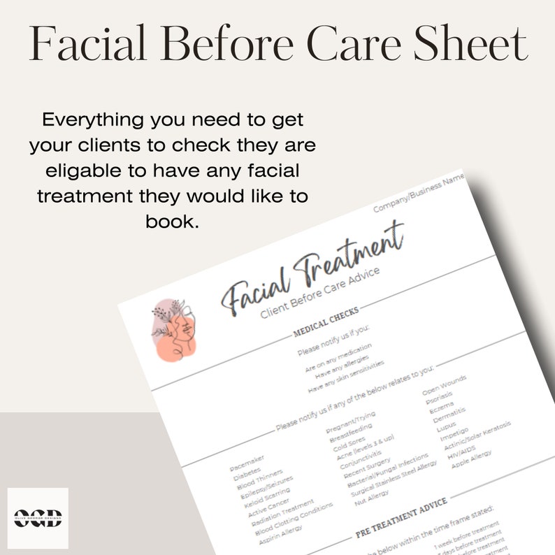 Facial Before Care | Facial Client Checks | Advanced Facial Before Care ...