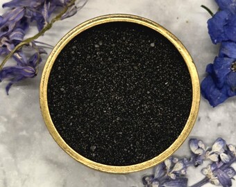 Black Cauldron Sand – Moon-Charged Hand Colored Sand for Incense, Candles, Charcoal, Spells, Rituals, Color Magic + Surprise Treasure Inside