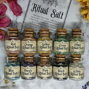 Ritual Salt Sampler Set 10 Mini Jars of Handcrafted Ritual Salts Variety Pack Collection Gift Set Witchcraft Altar Tools