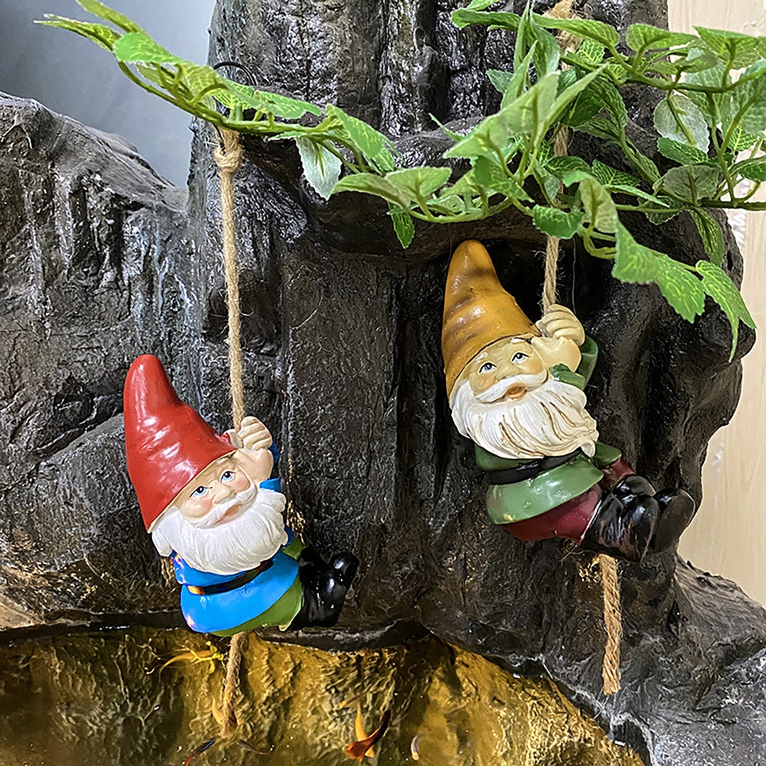 2 Pcs Climbing Gnome Statues Decordwarfs Climbing by Etsy
