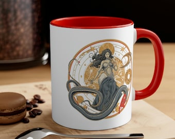 Mystische Schlange Becher, spiritueller Becher, mystischer Mond & Sonne Becher, himmlischer Becher, Ermächtigung Becher, feministischer Becher, Geschenk für Mama