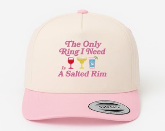 Grappige geborduurde hoed Margarita - truckerpet "The Only Ring I Need Is A Salted Rim" - Snapback Summer Party - Vrijgezellenhoed cadeau voor haar