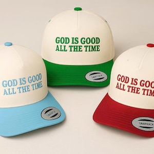 Christian Embroidered Hat - god good is all the time - Snapback Cap, Faith-Based Baseball Hat, Religious Gift for Men Women
