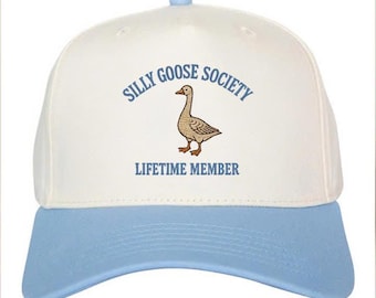 Geborduurde hoed Silly Goose Society – ganspet levenslang lid, grappige meme papa-hoed, vintage dierenhoed, cadeau voor gansliefhebber of vrienden