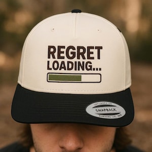 Regret Loading Embroidered Hat – Funny Snapback Trucker Cap, Meme Gift for Him Her, Gen Z Ironic Quote Hat, Aesthetic Unisex Baseball Cap