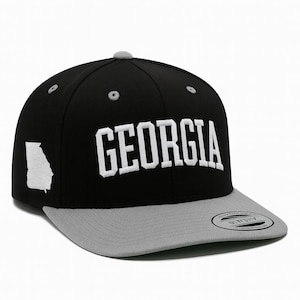 Georgia bestickter Snapback-Hut - Verstellbare flache Baseballkappe mit Zustandsumriss, Streetwearkappe