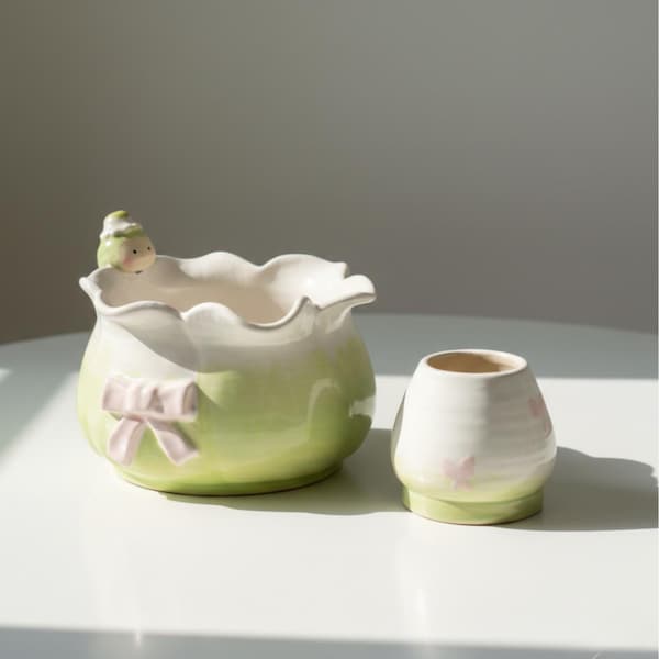 A Slow Matcha Morning – Handmade Ceramic Matcha Bowl & Holder for Gentle Daily Rituals