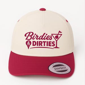 Birdies Dirties Snapback Hat – Embroidered Golf Cap with Cocktail Design, Funny Golf Gift for Men & Women, Adjustable Flat Brim Hat