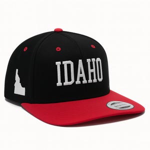 Idaho Embroidered Baseball Cap with State Outline, Flat Bill Snapback, Multiple Colorways, Unisex Gift