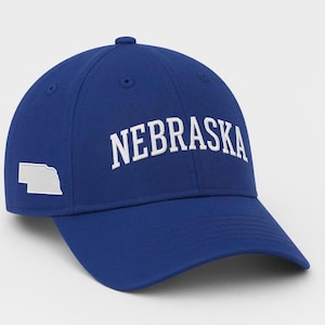Nebraska Embroidered Dad Hat with State Outline, Curved Brim Adjustable Baseball Cap, Royal Black Green Charcoal