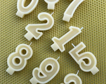 Ivory Beeswax Birthday Number Candle (0-9) | Natural Cream Cake Topper | Non-Toxic Eco Party Decor | Minimalist Milestone Candle