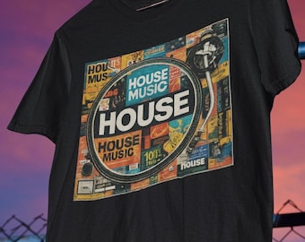 House Music Turntable Tee: 90s Vinyl DJ Shirt