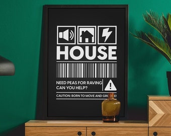House Music Poster, Rave Art Print