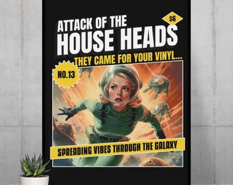 Vinyl House Vinyl Poster DJ Poster  DJ Dance Music Sci Fi Record Shop Classic House 90s Raver
