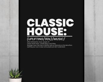 Classic House Music Poster | 90s Dance, Soulful DJ Art