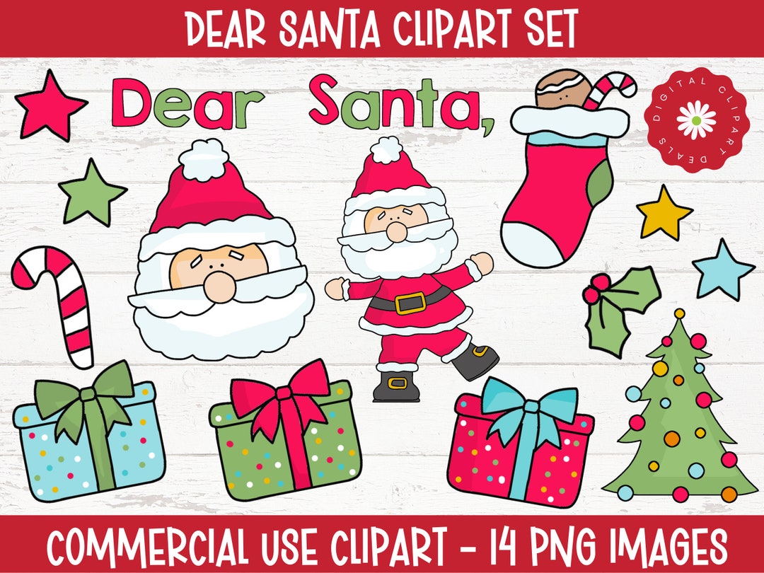 Dear Santa Clipart Christmas Clipart for Commercial & POD - Etsy