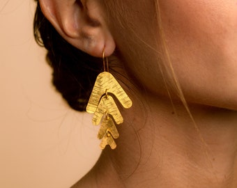 Pinnate Earrings - Gold Plated Silver Jewelry