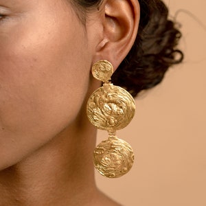 Moons Earrings Gold Plated Silver Jewelry image 3