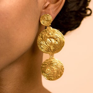 Moons Earrings Gold Plated Silver Jewelry image 1