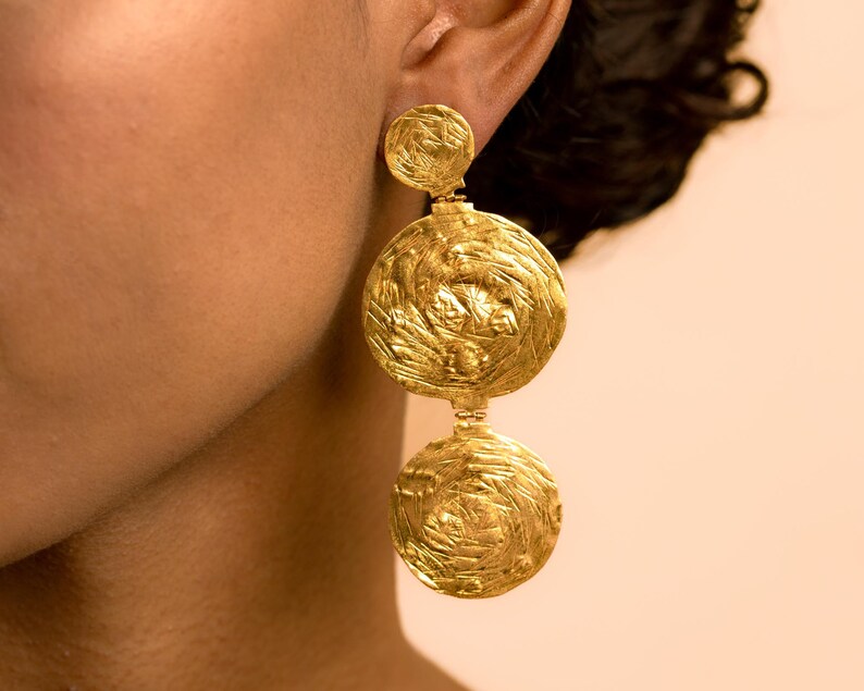 Moons Earrings Gold Plated Silver Jewelry image 1