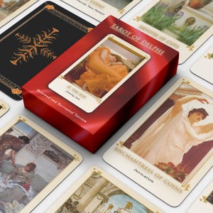 De tarot van Delphi | Vernieuwde en opnieuw gemaakte versie | Prerafaëlitische kunsttarot | Deck klassieke mythologie | Vintage kunstwerken