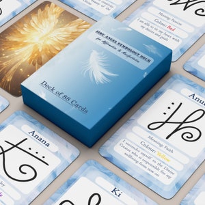 Baraja de simbolismo angelical Zibu / Para afirmación y manifestación / Baraja de 88 cartas