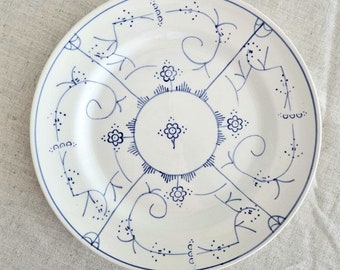 Vintage Egersunds Norsk plate, Blue lines dinner plate, plate with straw pattern, Country house decor, Farmhouse dish, Scandi design