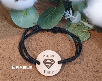 Bracelet homme bois - Super papy