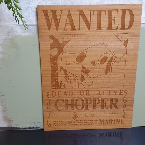 Affiche wanted One Piece en bois - Chopper