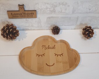 Assiette enfant en bois - Nuage