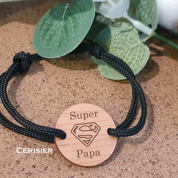 Bracelet homme bois - Super papa