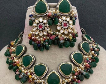 Deepika Padukone Choker/ Indian Jewelry/Sabyasachi Necklace/ Emerald Indian Choker/ Indian Necklace/Bollywood Jewelry/