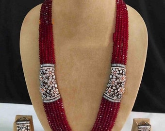 Ad long Necklace,Rajsathani jewelry,Rajwada Haar,Indian jewelry,Sabyasachi necklace,engagement necklace,wedding set,ad long beaded Necklace