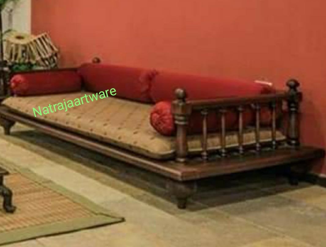 Sheesham Wood Diwan Indian Day Bed frame With Cushion And pillow