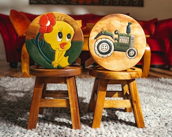 Step stool for children - Handmade in premium quality - wooden step stool - chair, footstool, seat stool, milking stool & plant stool