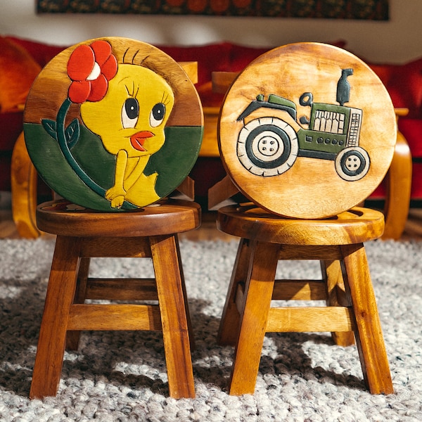 Opstapje voor kinderen - handgemaakt in premium kwaliteit - houten opstapje - stoel, voetenbankje, krukje, melkkrukje & plantenkrukje