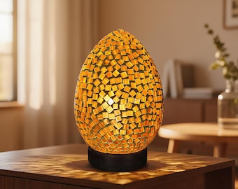 Beautiful egg-shaped mosaic lamps – Available in 11 colours and 4 sizes