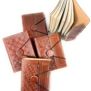 Livro de couro feito à mão, diário perfeito para adultos e crianças, diário de viagem, álbum de recortes, caderno de desenho, caderno em branco A5 12,5 x 9 cm