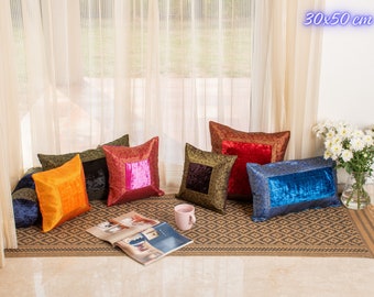 Aga’s Own Dekorativer Sofa-Kissenbezug 30 x 50 cm, Samt-Kissenbezug, Kissenbezüge mit Borte und Reißverschluss