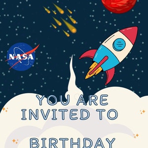Children Space Birthday Digital Invite