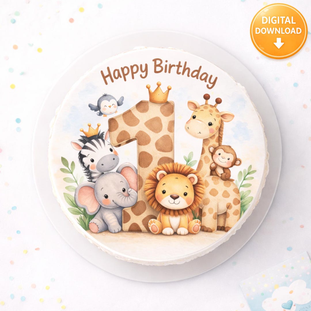 Safari 1st Birthday Cake Topper, Jungle Animals Cake Topper, Wild One ...