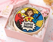 Super Mom Cake Topper Printable - 20 cm Round, Mother's Day Cake Topper, Mom Birthday Cake Decoration, Super Mom Cake, Digital Download