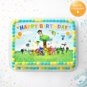 Birthday Cake Topper Sprun ki, Kids Cartoon Party Cake Image – Personalized Happy Birthday Cake – Custom Name & Age,Instant Download