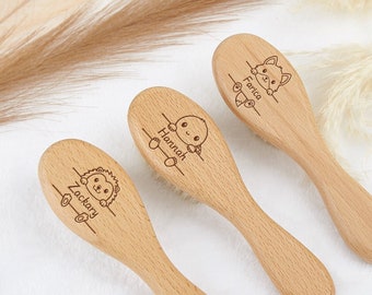 Personalized Wooden Baby Hair Brush, Custom Baby Name Brush, Baby Shower Gift, Baby Keepsake Gift, Baby Girls Boys Gift, Newborn Baby Gift