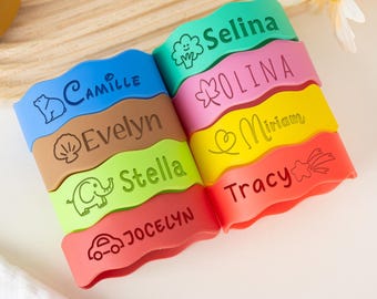Bottle Bands for Girls and Boys, Custom Silicone Bottle Label for Kids Birthday, Sippy Cup Label, Water Bottle ID Tag, Back to School Gifts
