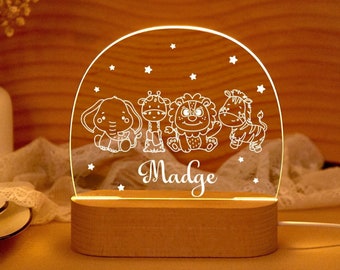 Personalized Cute Animal Night Light,Custom Name Night Lamp,Table lamp,Kids Room Decor for,Gifts for Newborn Babys,Mom,Night Feeding Lamp