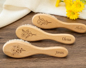 Personalized Beech Wood Baby Hairbrush: Engraved Name Keepsake