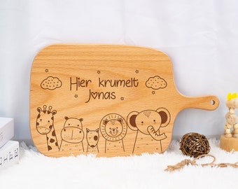 Planche de petit-déjeuner animaux de la forêt, planche à collation en bois pour enfants, retour à l'école, cadeau de baby shower, idée cadeau 1er anniversaire, cadeaux pour tout-petits