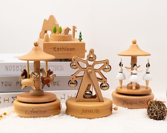 Boîte à musique train en bois personnalisée, cadeaux d&#39;anniversaire pour bébé garçon, cadeaux souvenirs pour enfants, cadeaux baby shower, cadeaux de naissance, cadeaux de noël, décoration de chambre d&#39;enfant