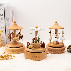 Caja de música de madera personalizada con nombre, regalo de cumpleaños para niños, recuerdo de juguete para bebé, regalo de baby shower para recién nacidos, regalo de Navidad, decoración de guardería.